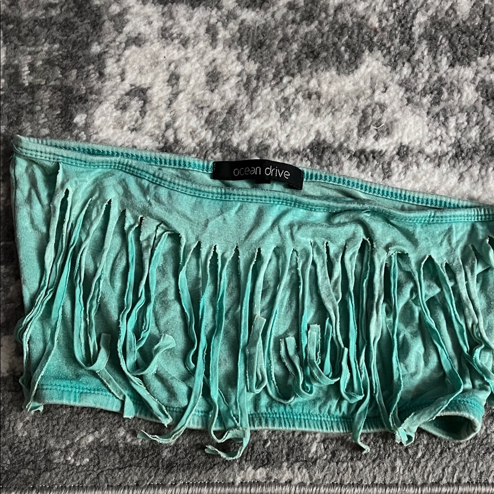 Ocean Drive Aqua Fringe Bandeau